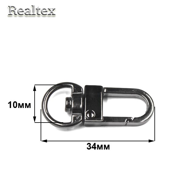 Карабин металлический RS 10*34мм цв.черный никель полированый