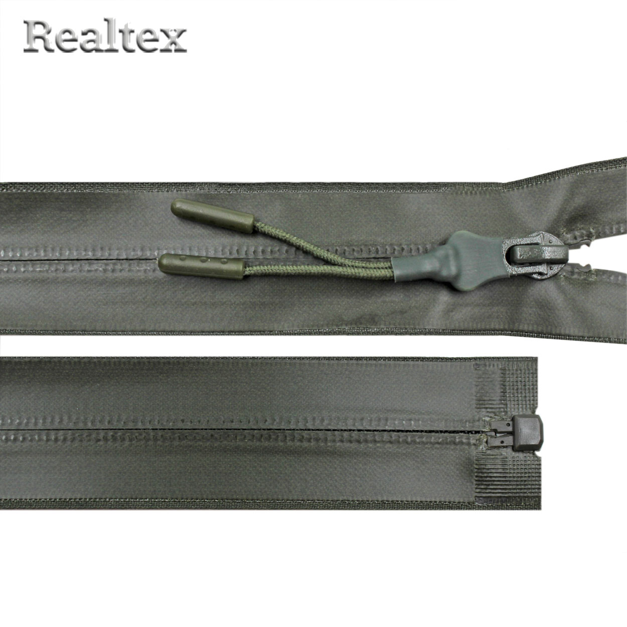 Молния витая Realtex водонепроницаемая Т.7 1замок 75см разъемная цв.хаки
