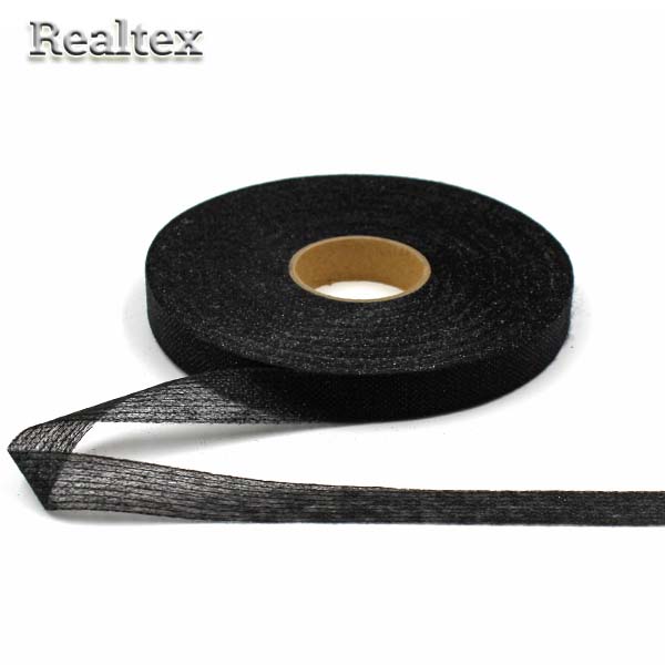 Лента нитепрошивная клеевая по долевой 15мм RS (91,5м) цв.черный 