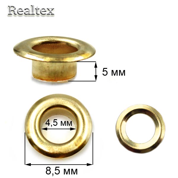 Люверсы № 2 (4мм) с кольцами цв.золото