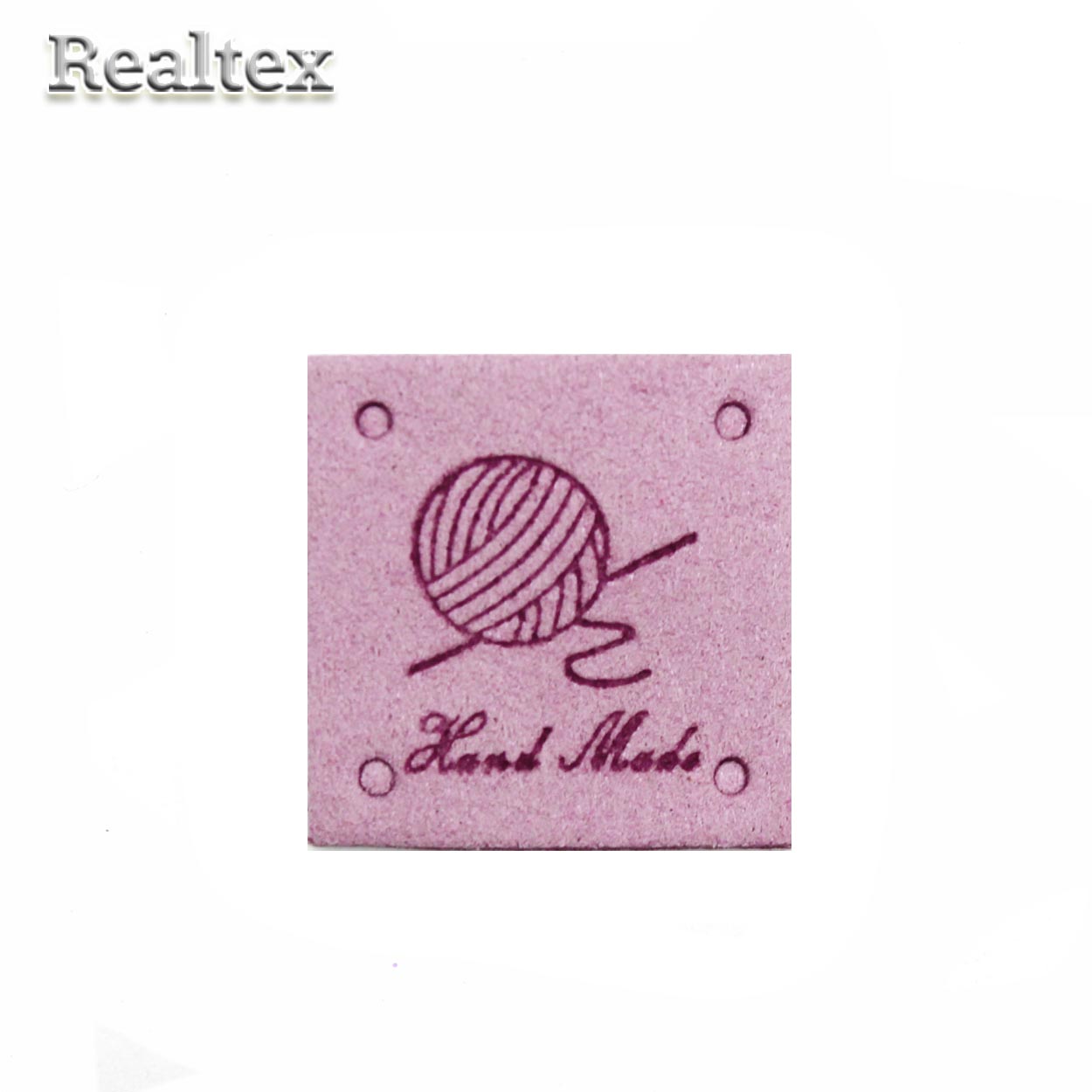 Бирка пришивная замша Realtex №06 "HandMade" цв.сиреневый