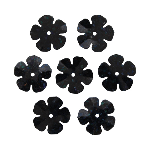 Пайетки "Астра" (10гр) "цветочки" 16мм цв.A50 черный голограмма