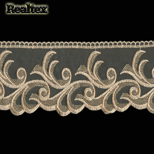 Кружево на сетке 120мм TBY 40471 (13,7м) цв.N6115 золотисто-бежевый