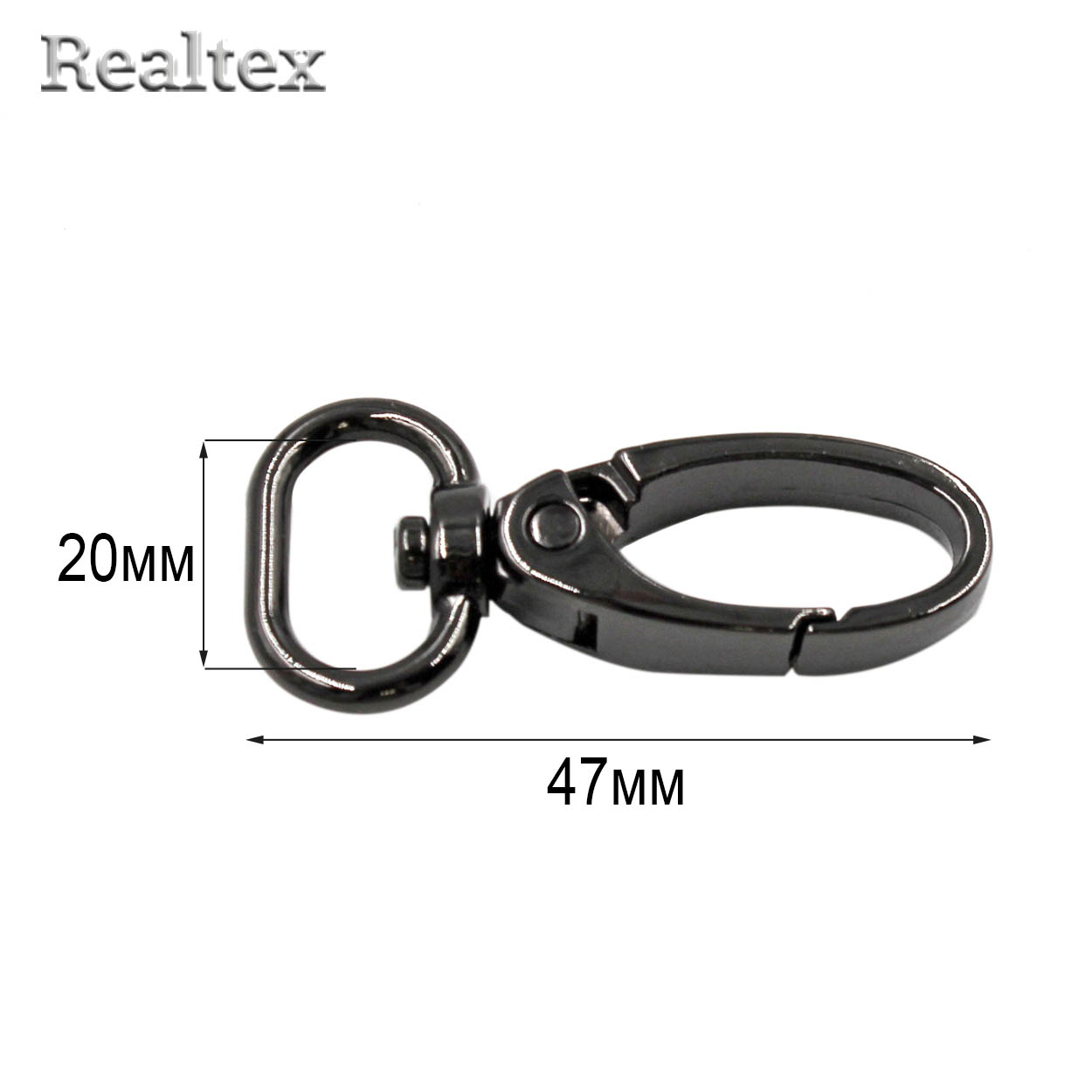  Карабин Реалтекс 20мм (10шт) цв.полированный черный никель