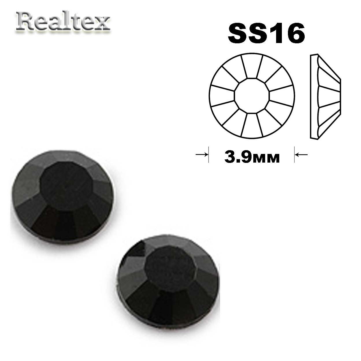 Стразы термоклеевые SWAROVSKI SS-16 (100шт) цв.Jet 