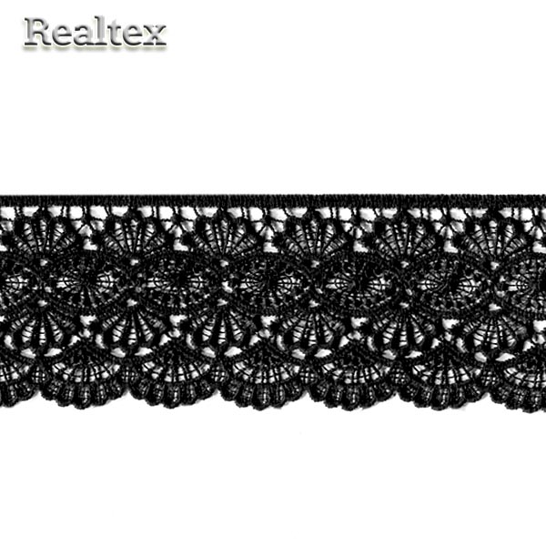 Кружево  гипюр  Realtex  70мм LF-6046/T6406 цв.черный  