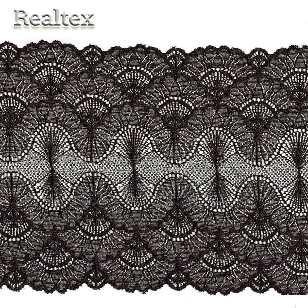 Кружево стрейч Реалтекс 180мм SF 6092-18 (15м) цв.черный