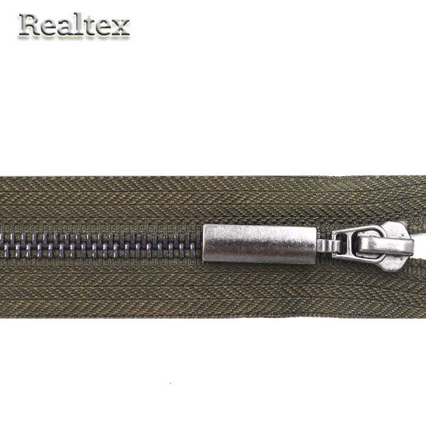 Молния металл Т.5 GM-751 1замок 100см разъемная (5шт) цв.черный никель/316 коричневый хаки