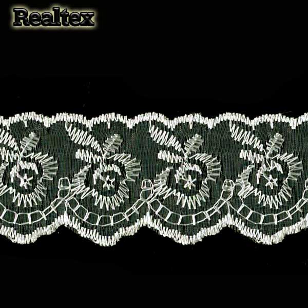 Кружево органза 40мм "Розочки" цв.молочный