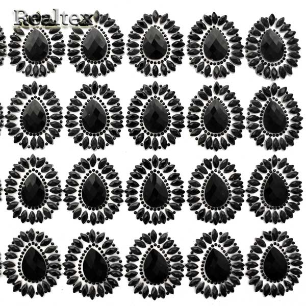 Термоаппликации-стразы №23 на листе 24*40см (36шт) цв.черный