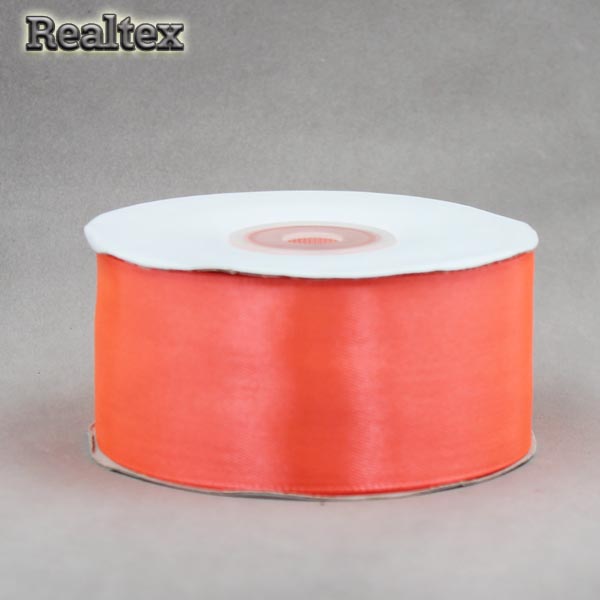 Лента атласная 38мм Realtex (32.9м) цв.023 оранжевый неон 