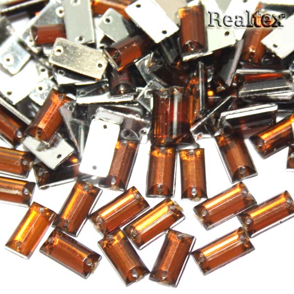 Стразы пластиковые пришивные прямоугольник 5*10мм цв.коричневый