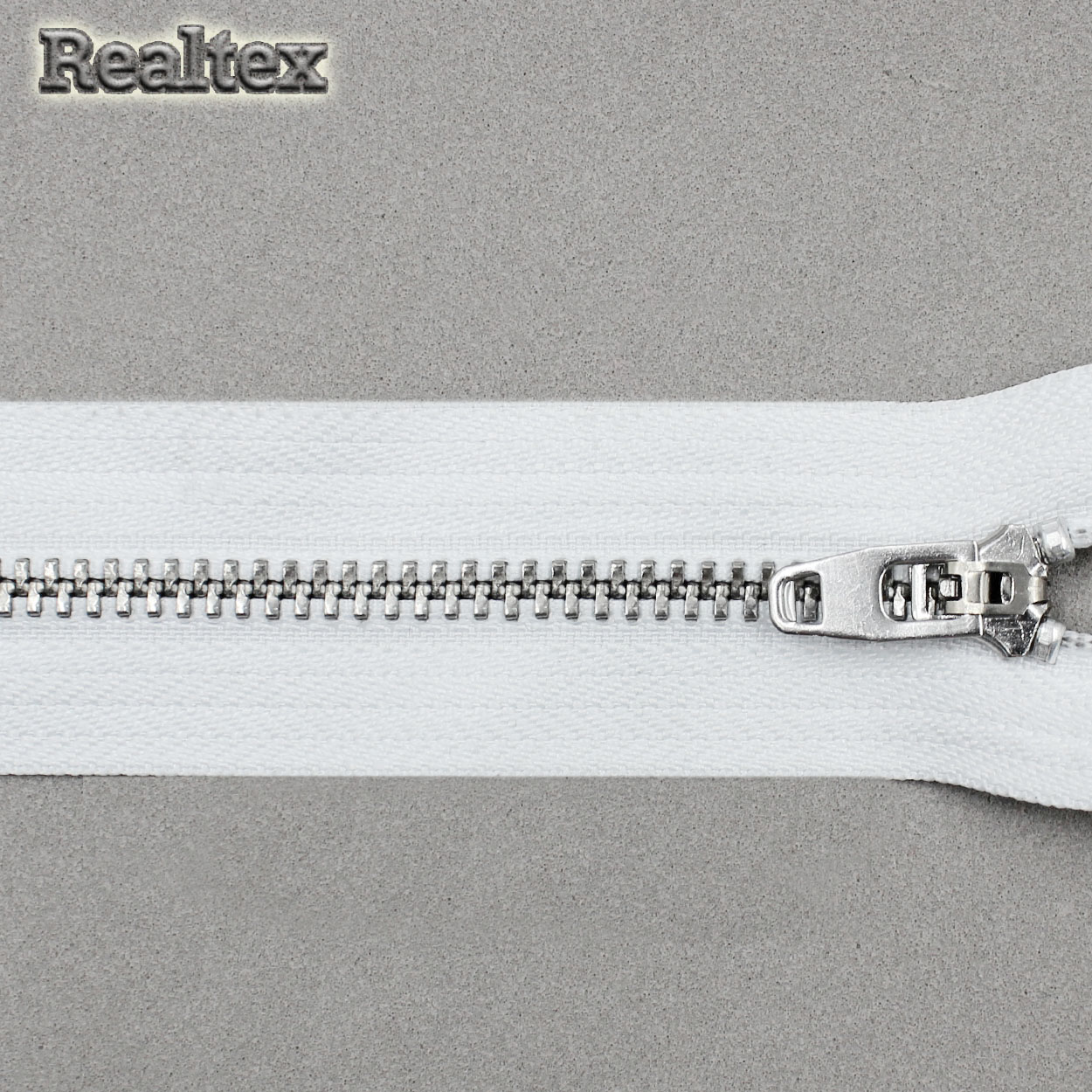 Молния джинсовая  Realtex латунь Т.4,5 "Кобра" 14см цв.белый/никель 