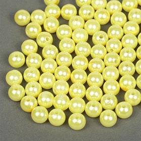 Бусины пластик Реалтекс 12мм под жемчуг (100гр) цв.А08 лимон