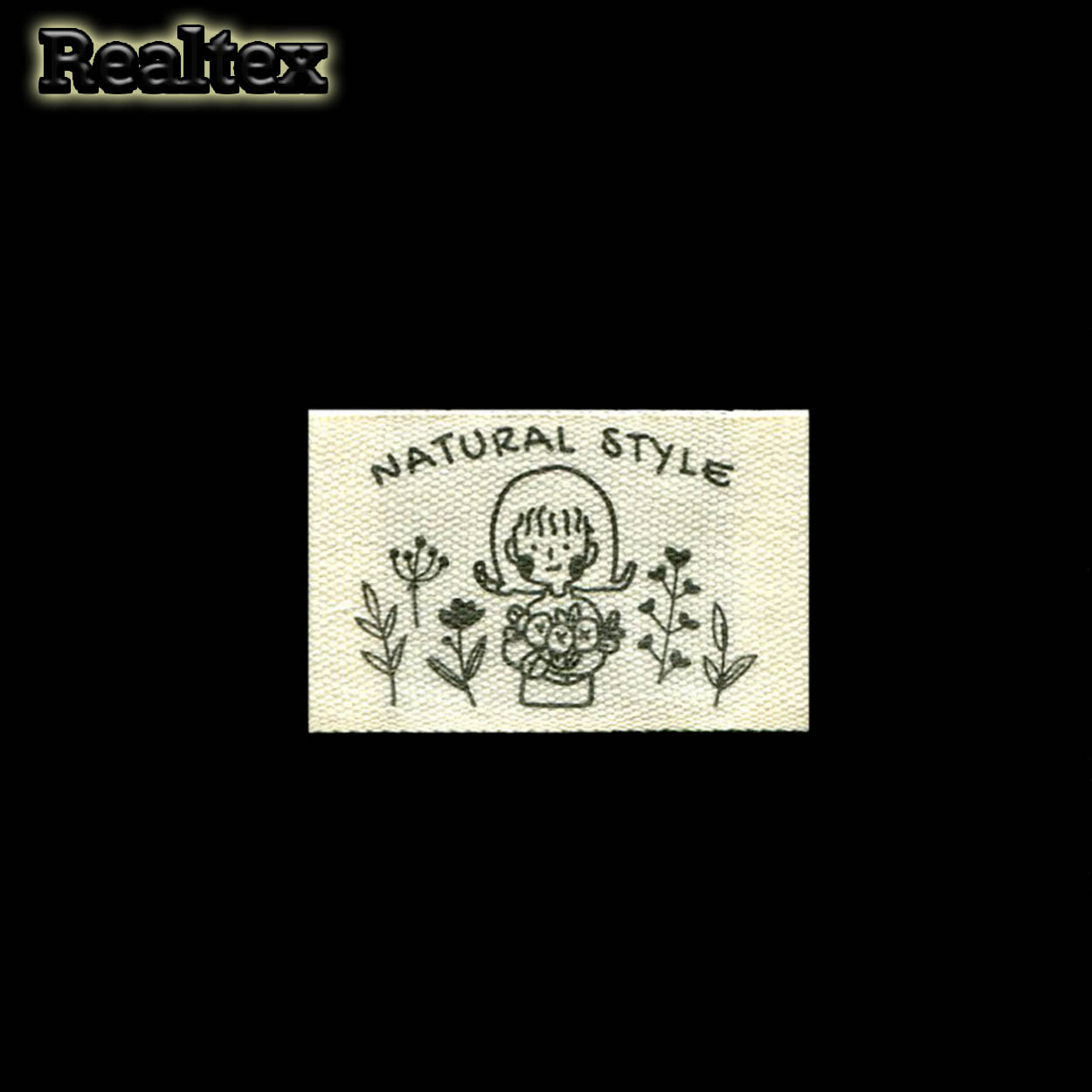 Бирка пришивная ткань Realtex №48 "HandMade" (25шт) цв.суровый