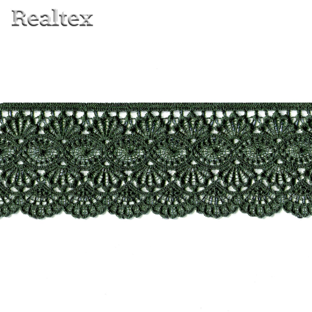 Кружево  гипюр  Realtex  70мм LF-6046/T6406 цв.437 темно-зеленый