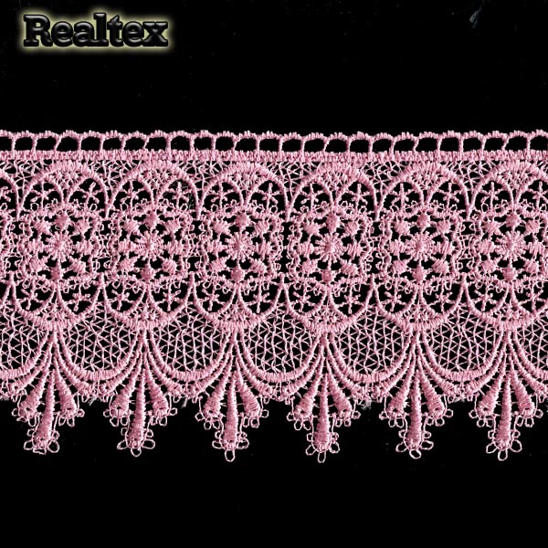 Кружево  гипюр  Realtex 100мм LF-7001 цв.28 розовый  