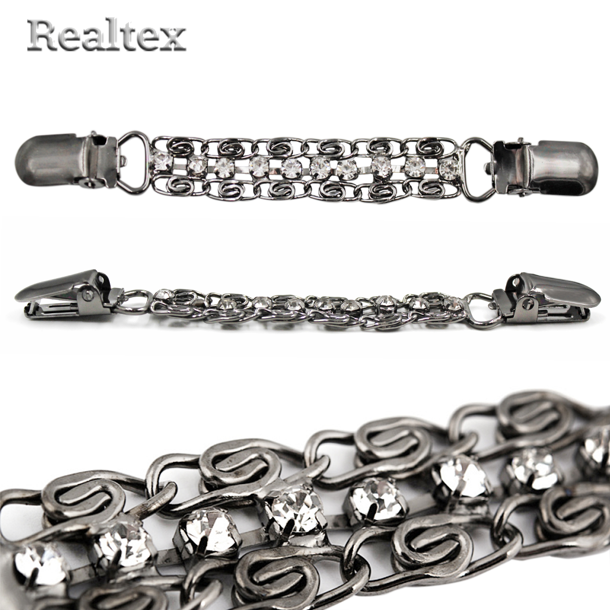 Застежка-клипса для кардигана  Реалтекс 120*15мм (4шт) цв.черный никель