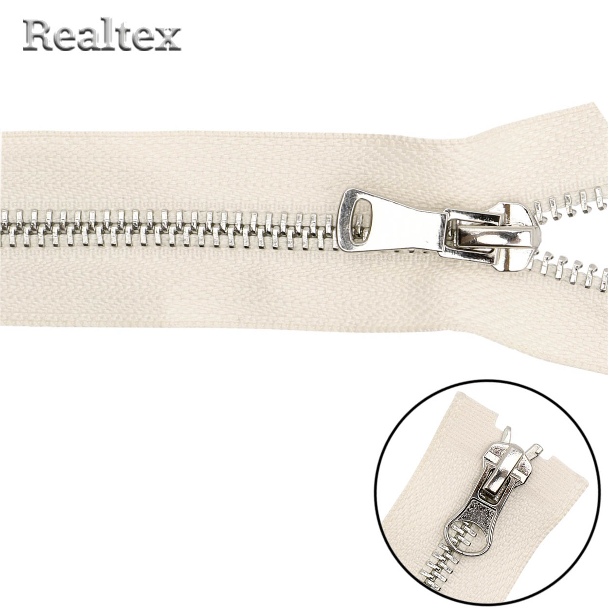 Молния металл Т.5 2замка 85см разъемная цв.никель/571 молочный