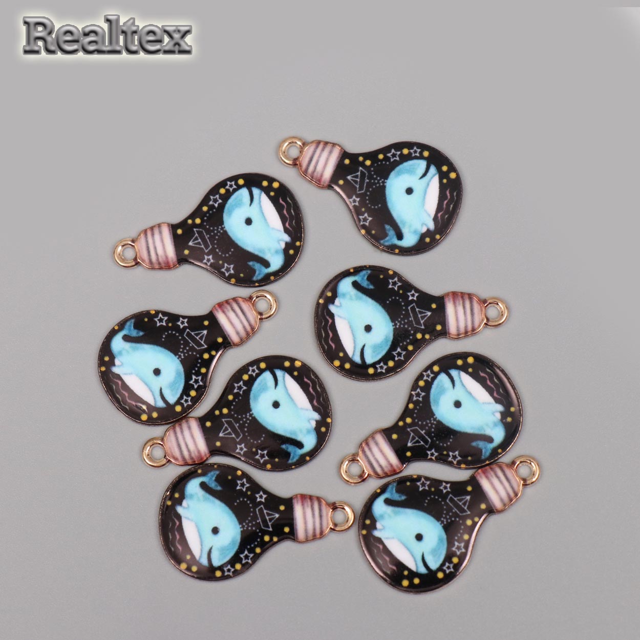 Декор для творчества металл 10710044 "Кит в лампочке" цв.золото