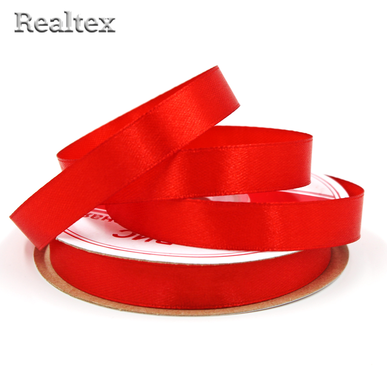 Лента атласная 12мм Realtex (27,4м) цв.056 красный