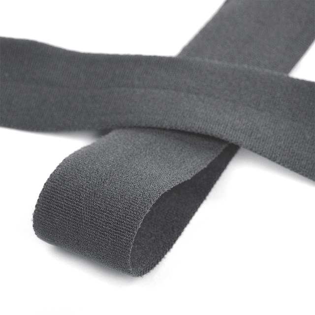 Косая бейка стрейч матовая 20мм (50м) цв.S075 темно-серый