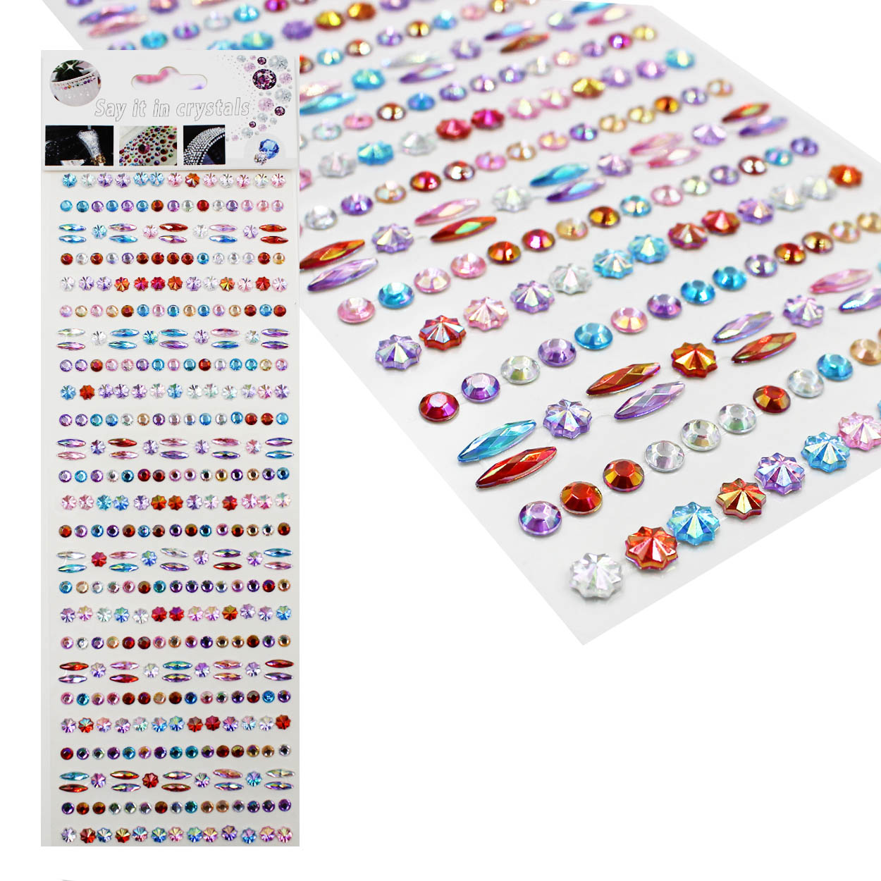 Стразы клеевые акриловые Realtex №3/1 (блистер) (355шт) цв.MIX АВ