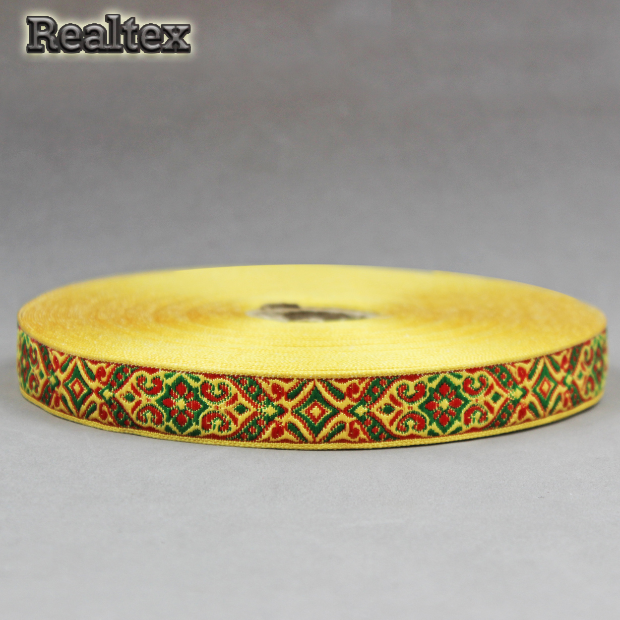 Тесьма жакардовая 18мм с1851г17 рис.9188 (25м) цв.желтый