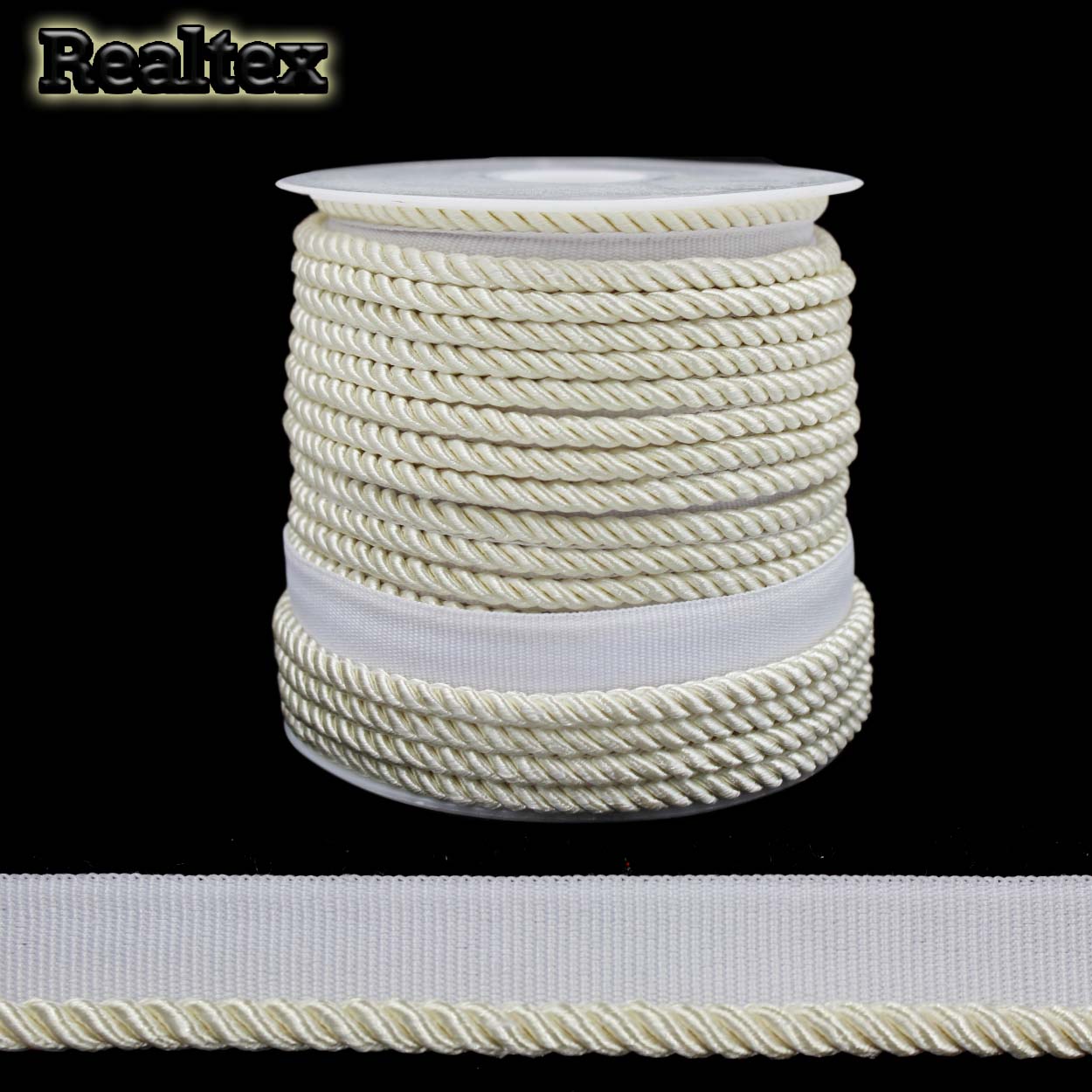 Кант витой мебельный Realtex 4мм (18,3м) цв.04 молочный