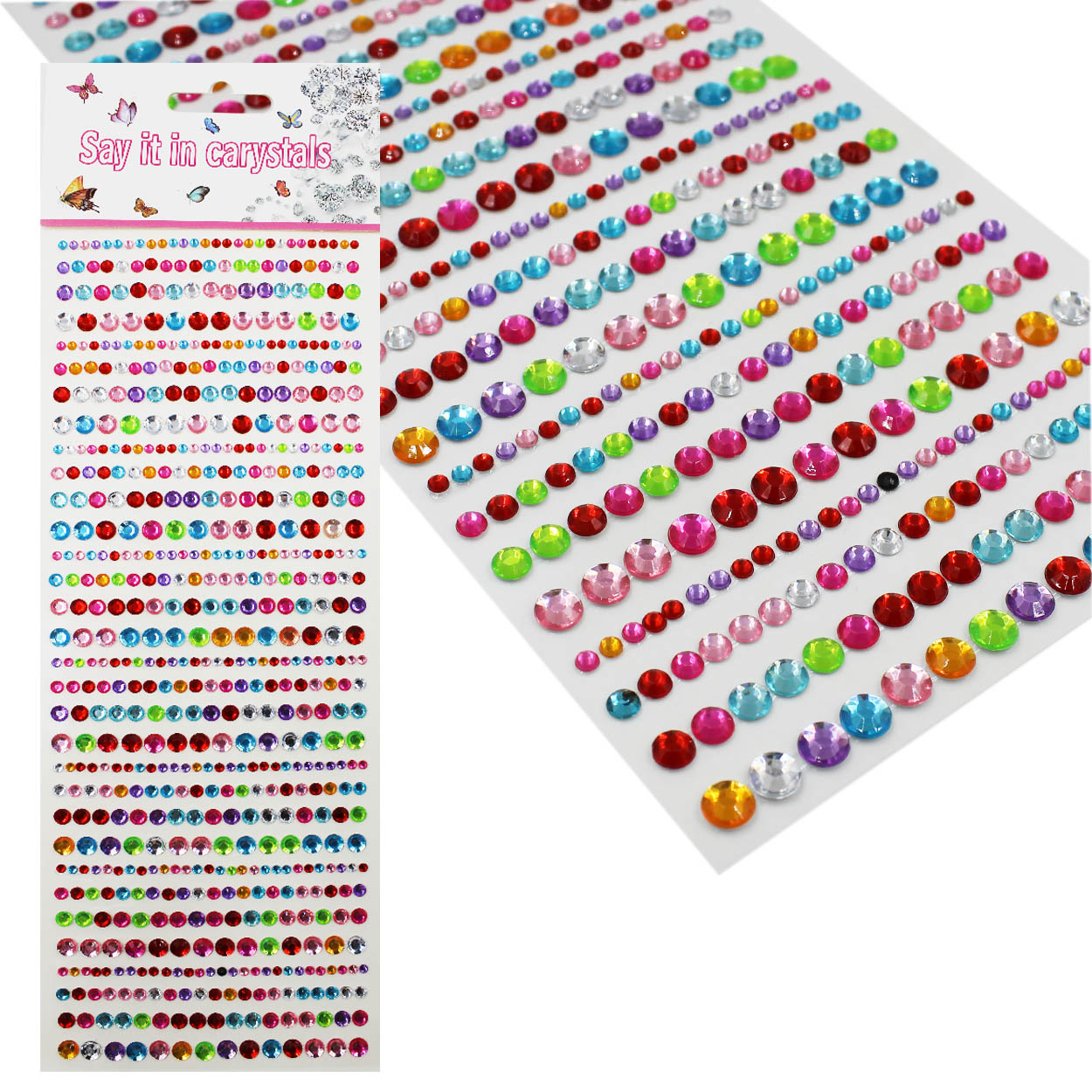 Стразы клеевые акриловые Realtex №2 (блистер) (640шт) цв.MIX