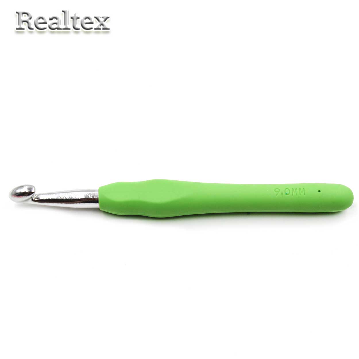 Крючок вязальный алюминиевый с каучуковой ручкой Realtex № 9,0