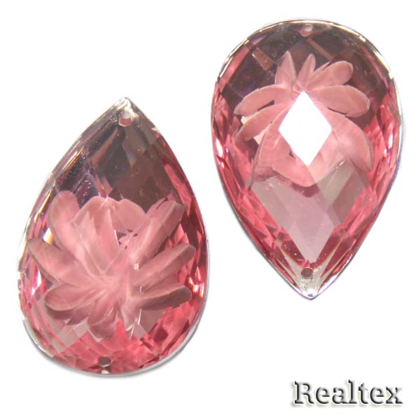 Стразы пластиковые пришивные AB-2 средние цв.розовый 