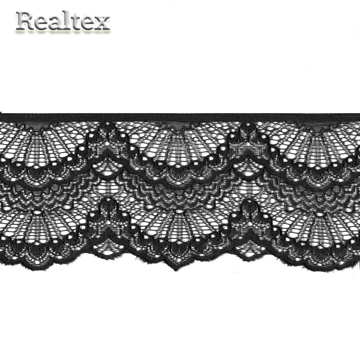 Кружево стрейч Realtex  90мм SF 6037-11 (20м) цв.черный