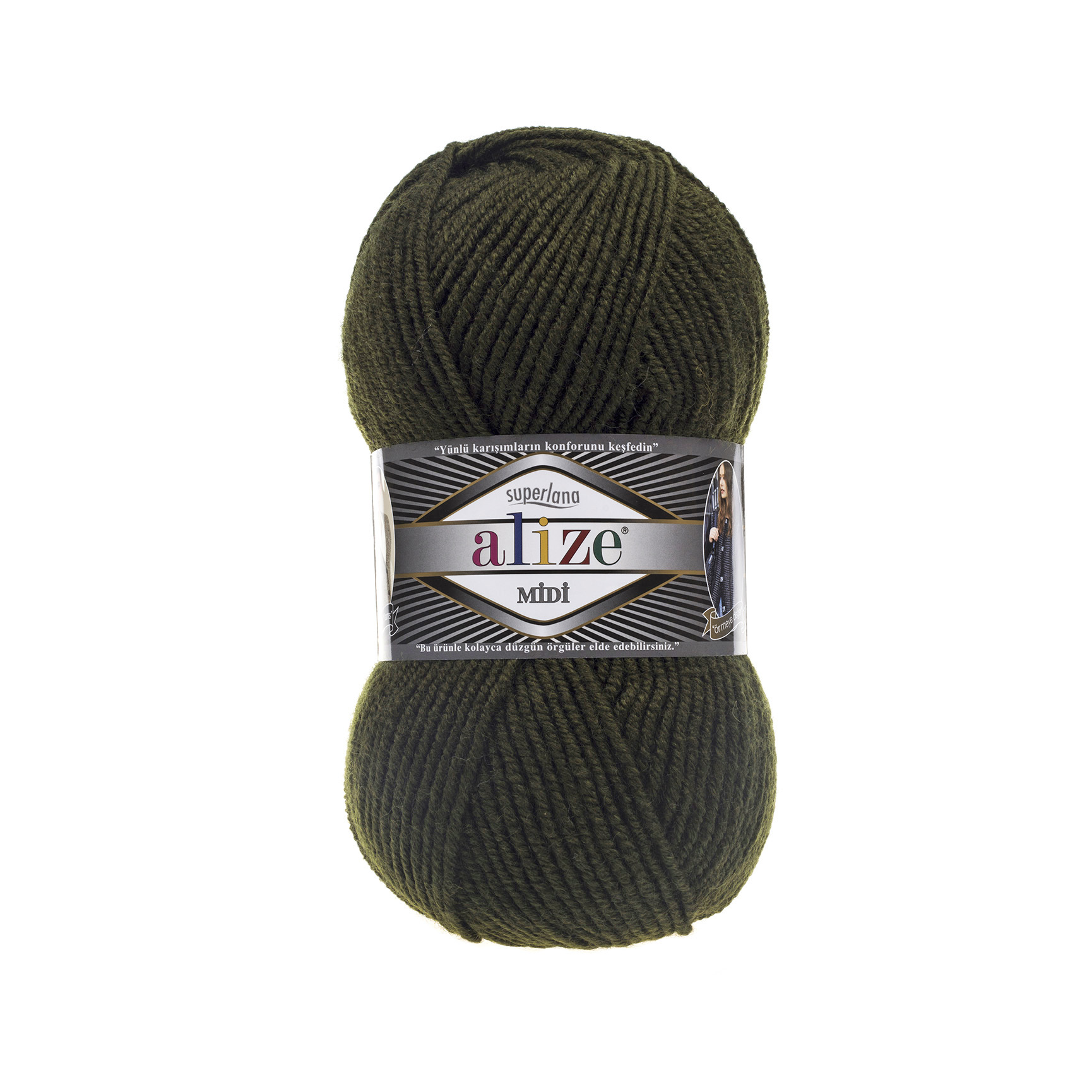 Пряжа Alize "Super Lana Midi" (100гр) цв.241 темно-зеленый