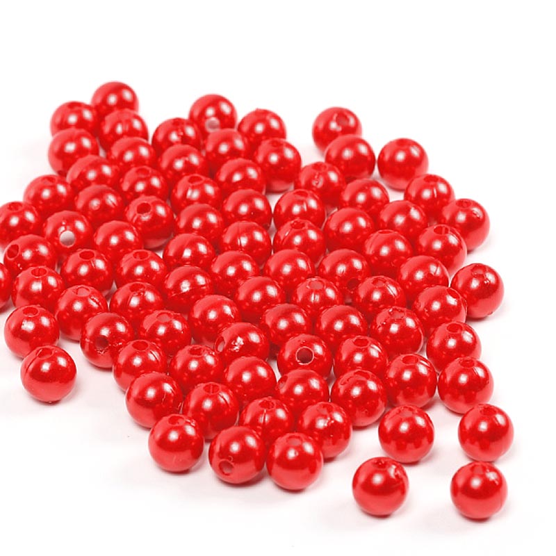 Бусины пластик Реалтекс 12мм под жемчуг (100гр) цв.058 красный