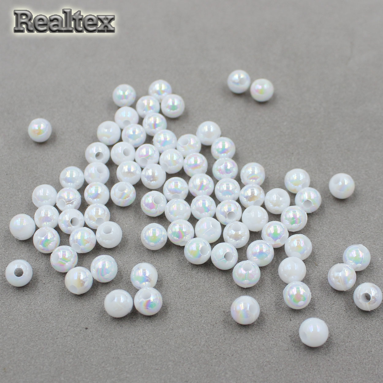 Бусины пластик  6мм R (20гр) цв.белый АВ