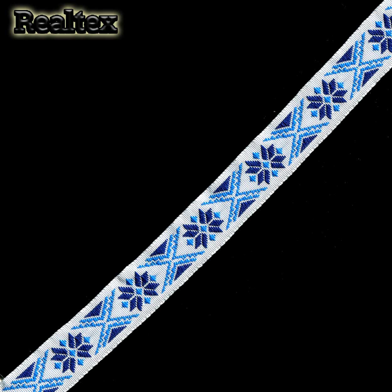 Тесьма жакардовая 18мм с1851г17 рис.8772 (25м) цв.белый/синий