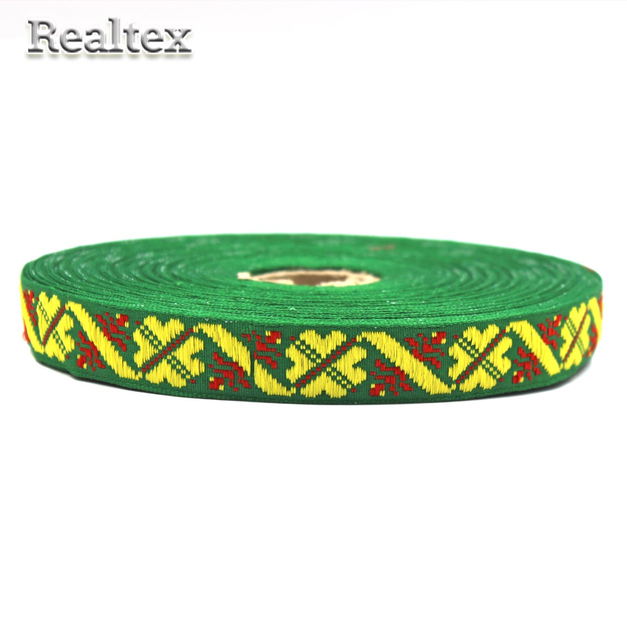 Тесьма жакардовая 18мм с1851г17 рис.9514 (25м) цв.зеленый