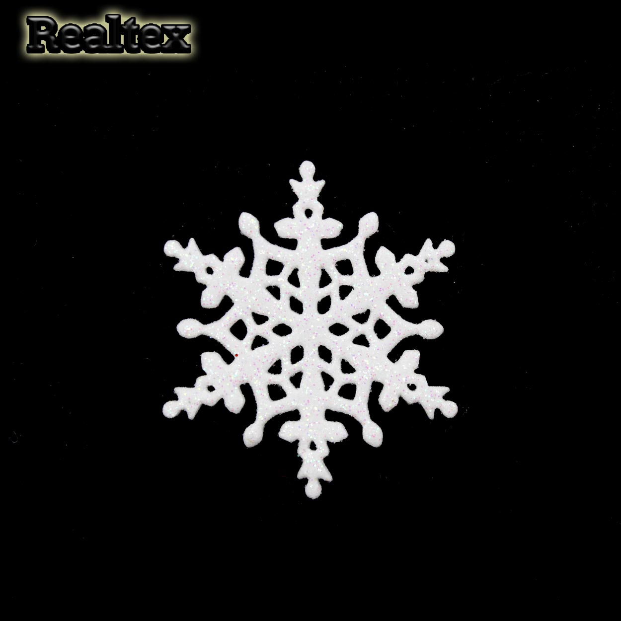 Набор 18 "Снежинки" из глиттерного фоамирана 48мм (10 шт) цв.белый