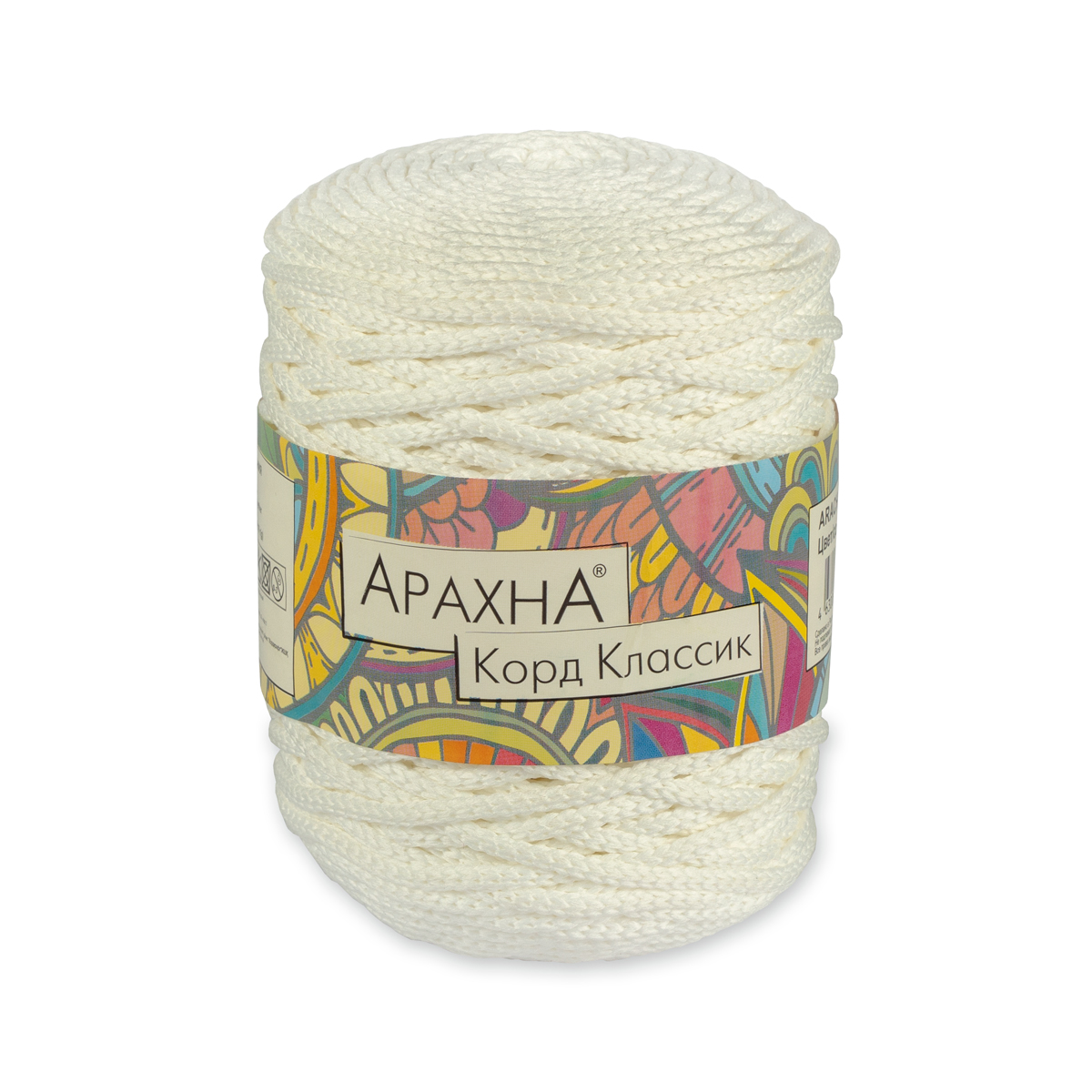 Шнур для вязания Arachna "Cord Classic" (200гр*100м) цв.01 белый 