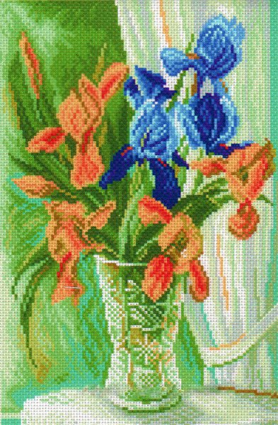 Рисунок на канве МП 28х37 №1066 "Нежные ирисы"