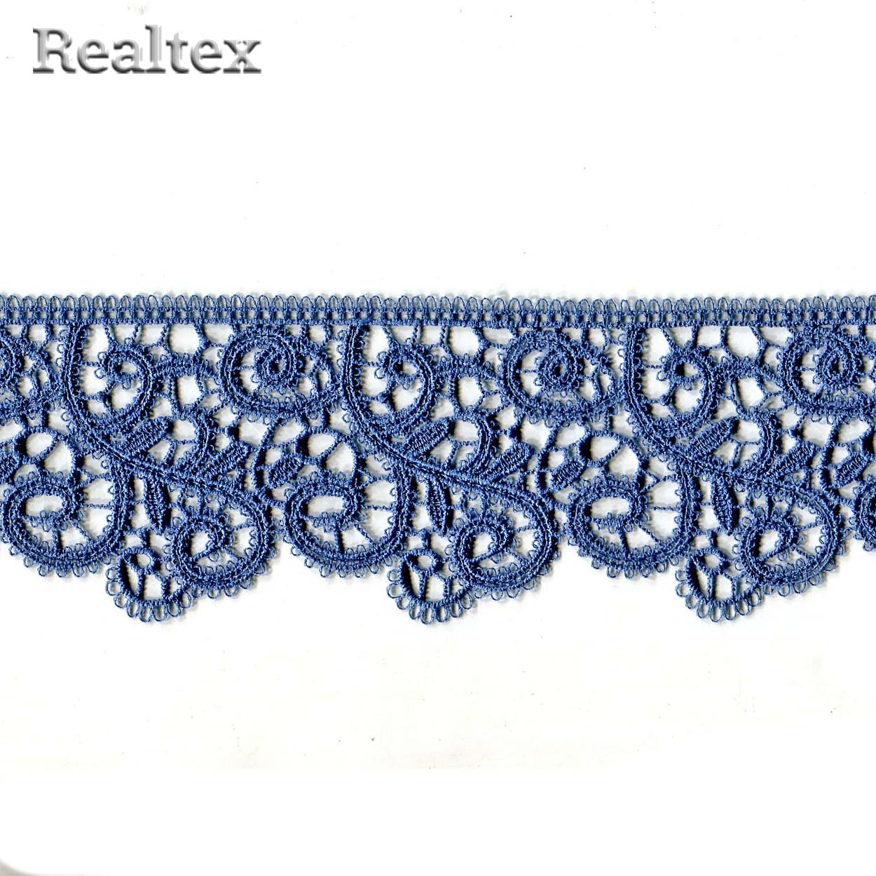 Кружево  гипюр  Realtex  60мм R-6510 (9,1м) цв.668 джинсовый