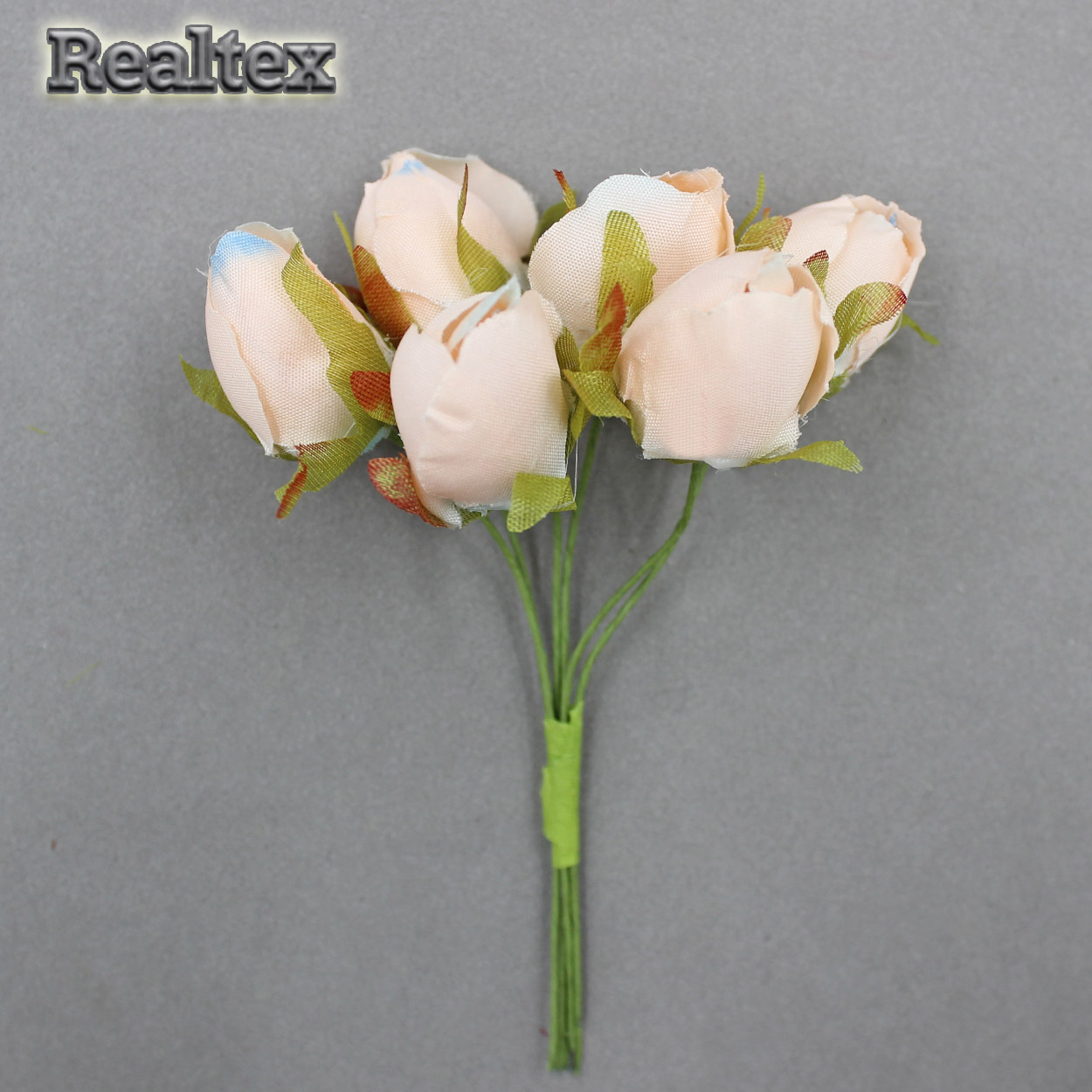 Декоративный букетик Realtex F "Бутон розы" 25*105мм (2 букетика * 6шт) цв.персиковый