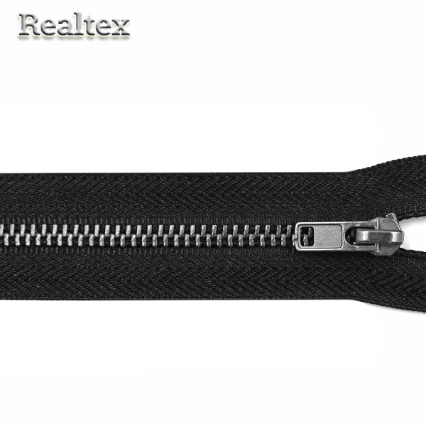 Молнии джинсовые Т.4 20см неразъёмная цв.черный никель/черный