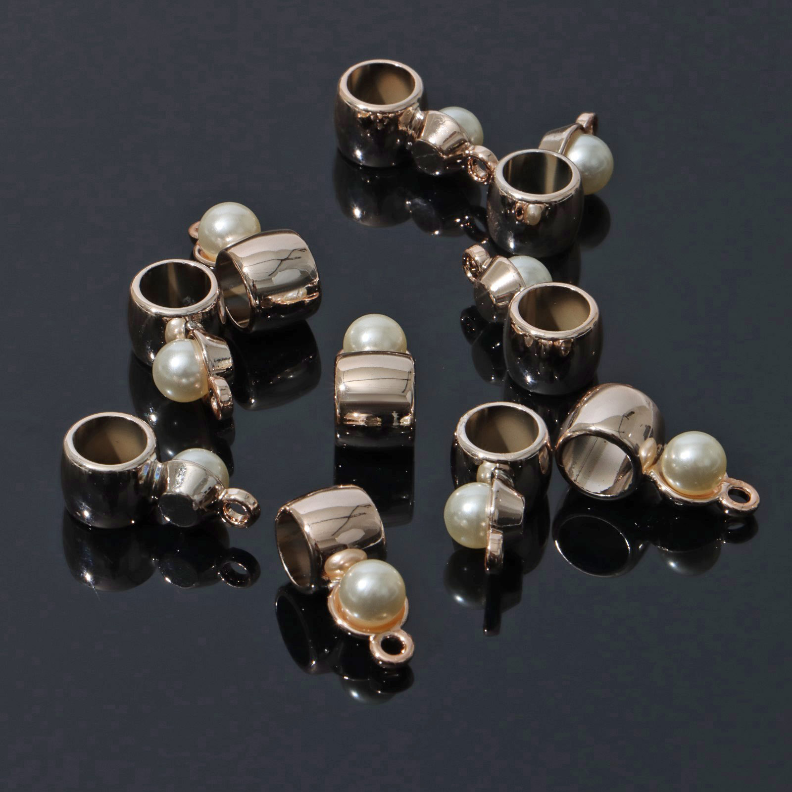 Держатель 9908516 "Жемчуг" для кулона (10шт) цв.белый в золоте