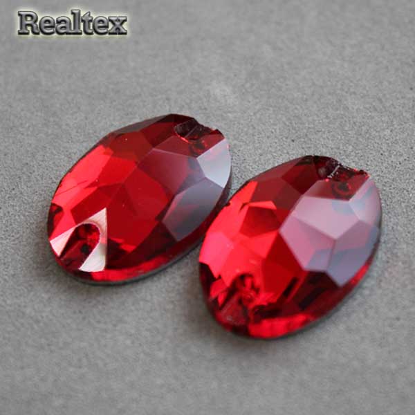Стразы пришивные стекло овал 17*24мм Реалтекс цв.07 Red