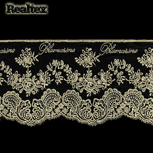 Кружево на сетке 130мм TBY.BL.40466 матовая нить цв.бежевый