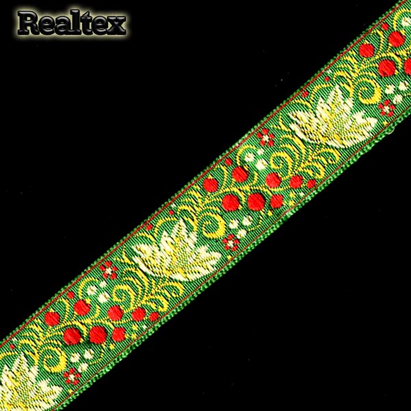 Тесьма жакардовая 24мм с1852г17 рис.9443 (25м) цв.зеленый