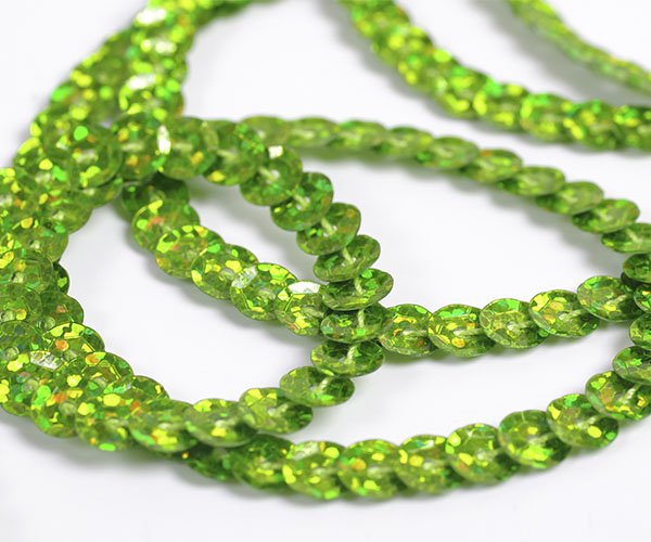 Пайетки на нитях плоские TBY-FLKU06-LB 6мм цв.50105 светло-зеленый