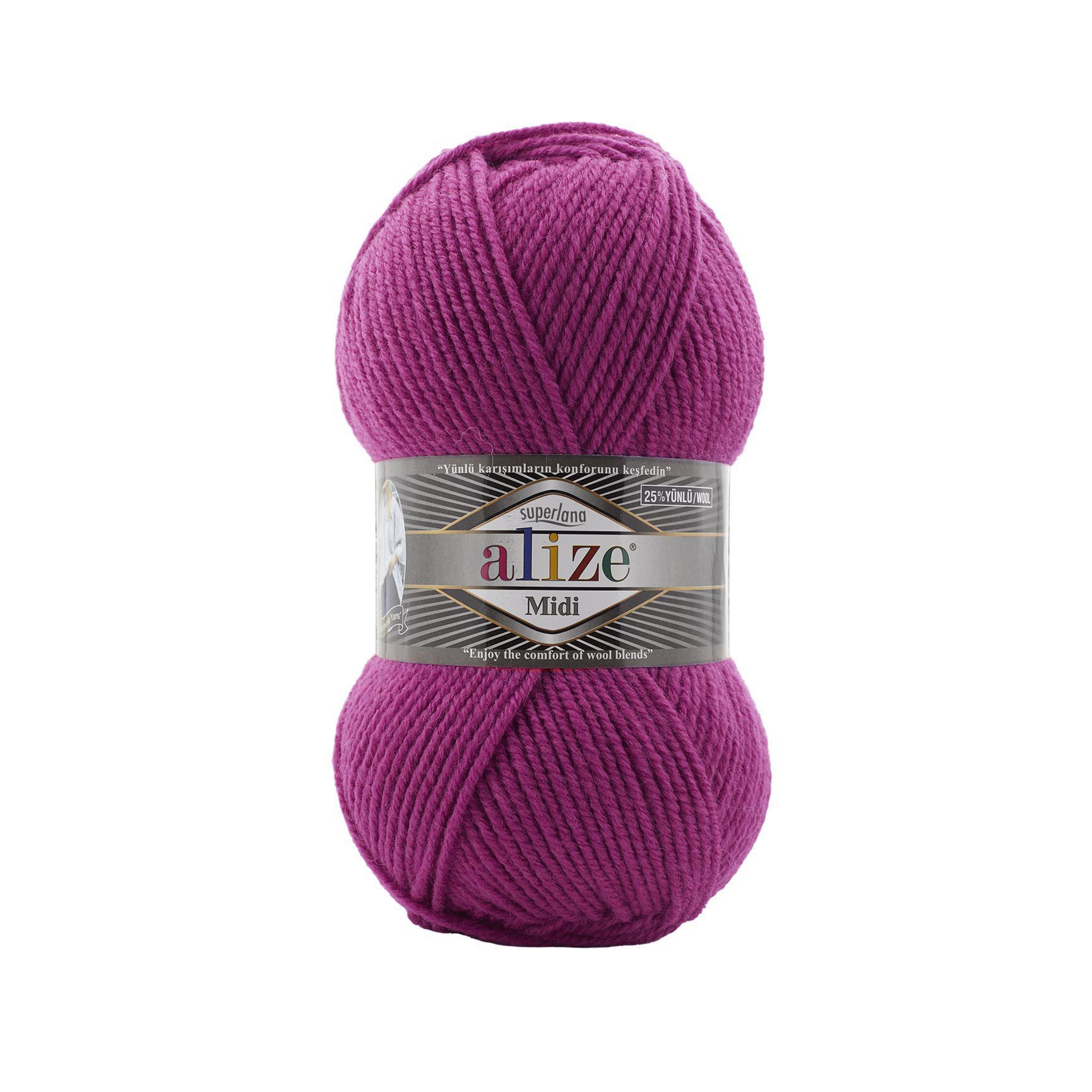 Пряжа Alize "Super Lana Midi" (0,5кг) цв.209 фкусия